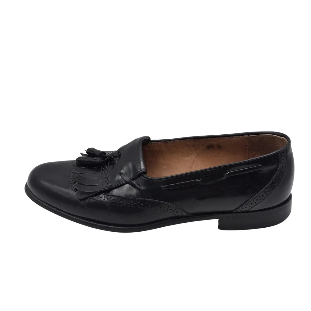 Nordstrom Shoes Mens Size 9.5 Black Leather Tassel Loafers‎ Dress Wingtip Italy